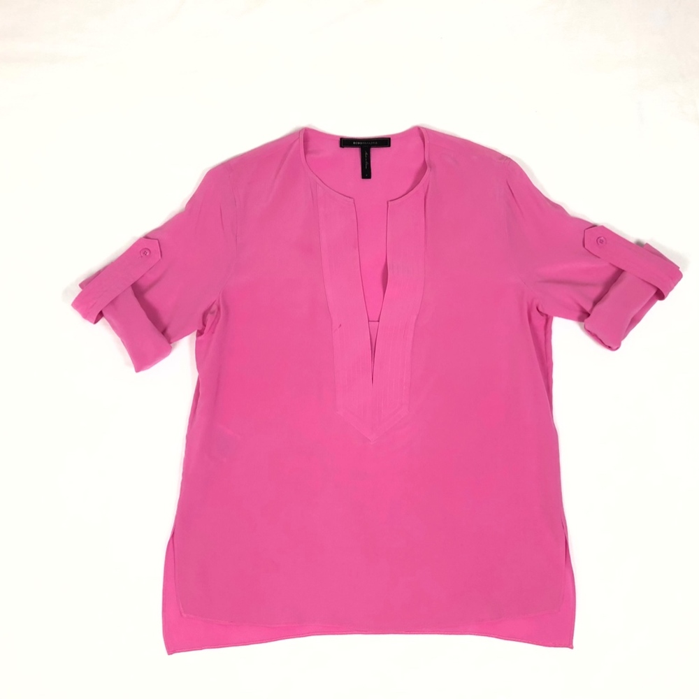 BCBG MaxAzria Berry Blush Silk Blouse
